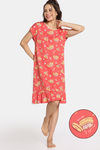 Rosaline Bon Appetit Knit Cotton Short Length Nightdress - Deep Sea Coral — thumbnail 1